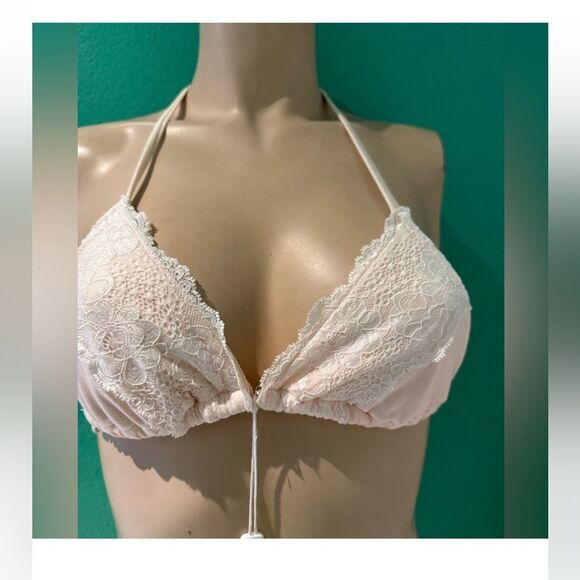 Beach Bunny Lace Halter Bralette - Cream - Picture 1 of 8